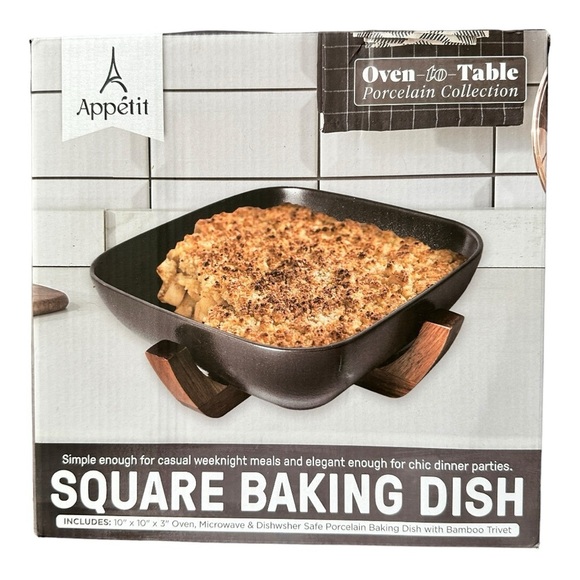 Servappetit Square Baking Dish‎ with Bamboo Trivet nib - Picture 1 of 2